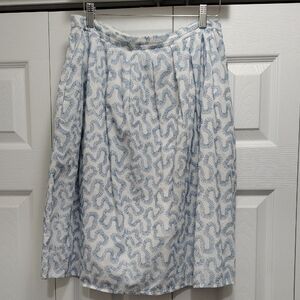 Michael Kors Light Blue and White A-Line Skirt